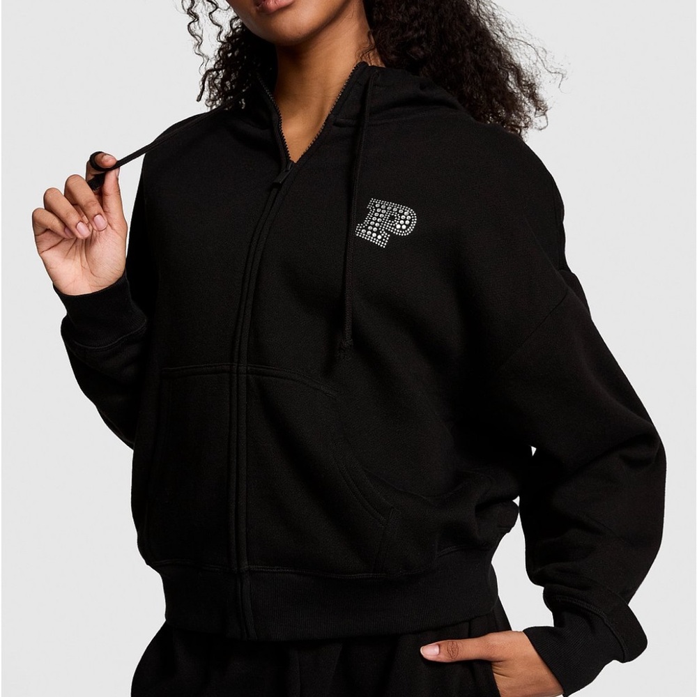 Victoria’s Secret PINK Ivy Fleece Campus bling Full-Zip Hoodie - Picture 2 of 7